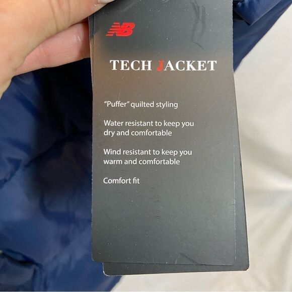Brand New With Tags New Balance Hooded‎ Navy Puffer Tech Jacket Size 2XL - Picture 8 of 12